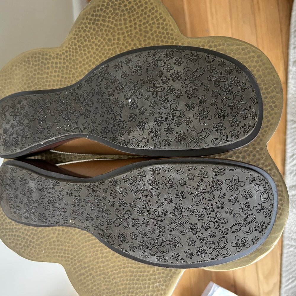 Hanna Andersson Brown Leather Mules/Clogs with Floral Accent EU 39 - Picture 5 of 10